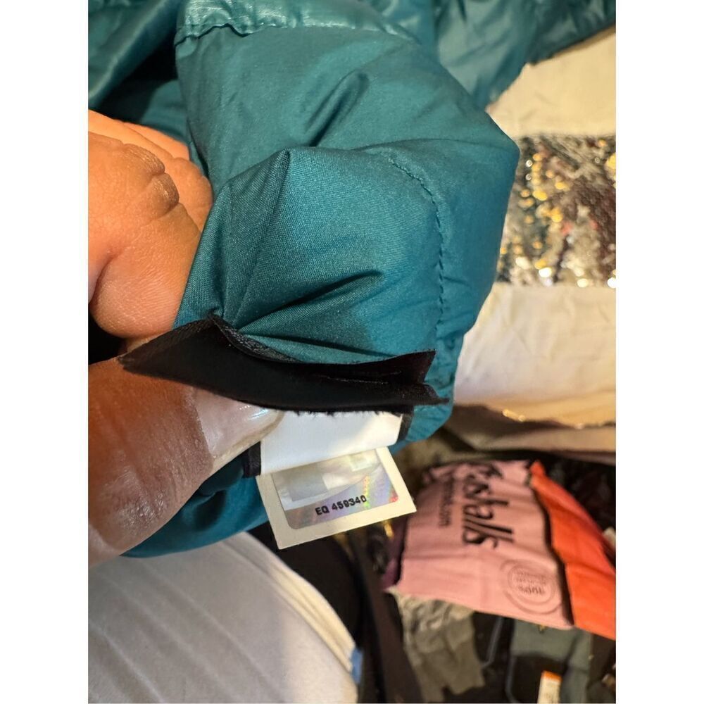 The north face shiny teal blue green 600M down hooded jacket/coat parka XS - Picture 10 of 12